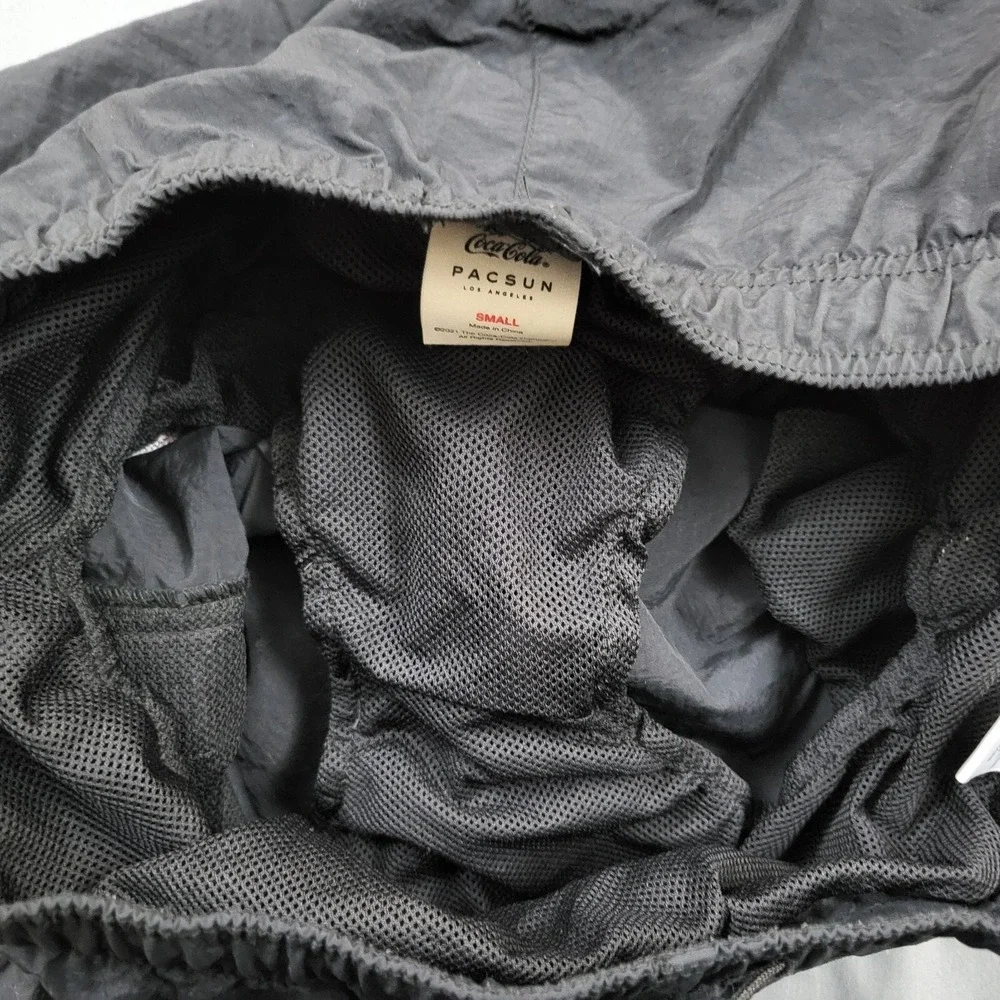 PacSun x Coca-Cola Mens Small Black Coke Ice Cold Smiley Nylon‎ Swim Shorts